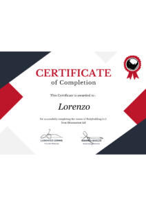 Certificato di Formazione Bodybuilding Ludovico Lemme